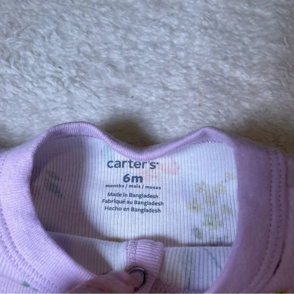 Carter's Lilac Floral Footed One-Piece Pajamas - Picture 7 of 9